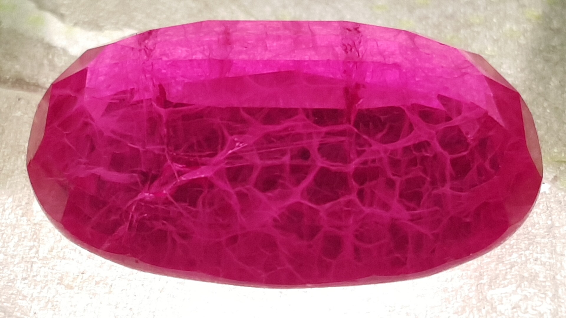 Quench-crackled Verneuil synthetic ruby